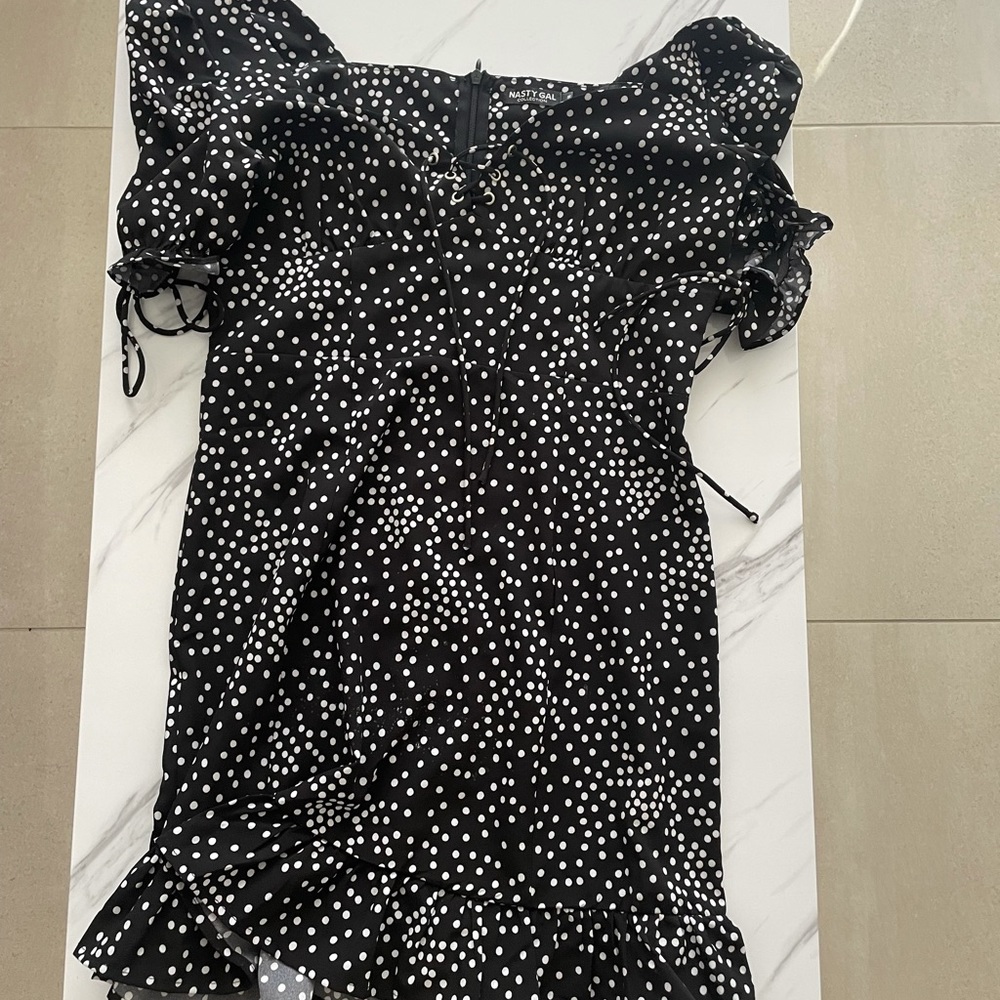 Nasty gal black polka dot dress